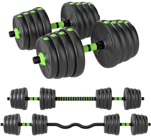 SPORTNOW 3-in-1 Hantelset Verstellbar 20/25/30kg Kurzhantel Set | Krafttraining, Kurzhanteln, Langhanteln, Hanteln Set, Dumbbell, mit Verbindungsrohr, Kurzhantelset, Zuhause, Fitnessstudio