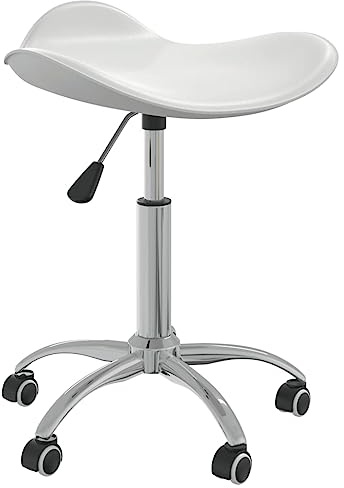 Ziaphsol Friseur Rollhocker Weiß Kunstleder, hydraulik höhenverstellbar, drehstuhl mit 5 Rollen, salonstuhl für salon, friseur, kosmetik, barber studio spa, 110 kg
