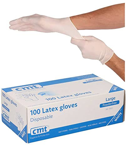 CMT Latexhandschuhe, puderfrei, Weiß Large (8-9), 1.000 Stück