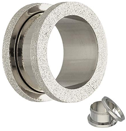 Treuheld® | Flesh Tunnel in Diamant-Optik - SILBER - Größen: 3-20mm mit Gewinde zum Schrauben - Silberner Piercing Ohr Plug - Chirurgenstahl 316L Edel-Stahl - Fleshtunnel Piercingtunnel-Schmuck 8 mm