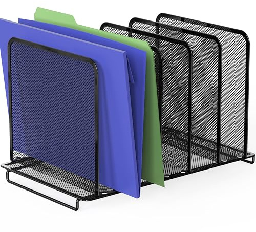 Simple Houseware Expandable 5 Section Upright File Sorter Organizer, Black