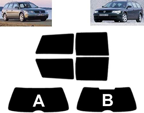 Passgenaue Tönungsfolie für Passat B5 5-Türen Kombi 1998-2006 Heck/Seitenscheiben (20% Schwarz, A)