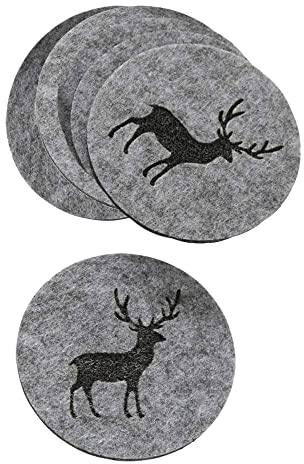 Boltze Home Collections Untersetzer Tjark grau Ø 10 cm - 6er Set - (grau Hirsch)