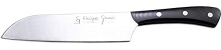 GC Enrique García Cuchillo Cocinero Profesional Japonés Santoku 18 cm Mango Micarta Negra Acero X50CrMOV15