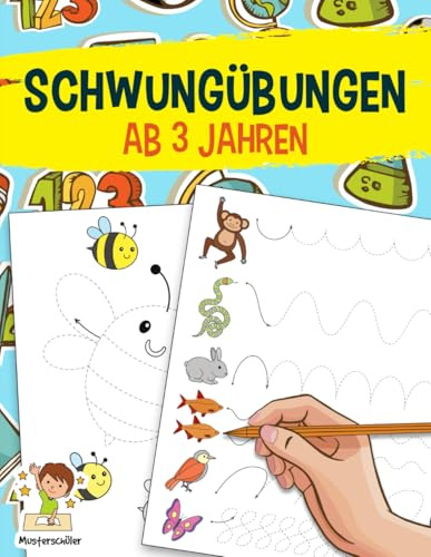Schwungübungen ab 3 Jahren: Das große Übungsheft zur Förderung der Feinmotorik, Konzentration und Hand-Augen-Koordination - Für den Kindergarten und Vorschule zur Vorbereitung auf das Schreiben Lernen