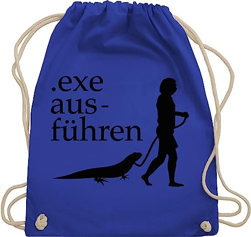 Turnbeutel Rucksack - Nerd Geschenke - Exe ausführen schwarz - Unisize - Royalblau - clothes zocker hallo.exe stoffrucksack informatiker zocken programmierer beutel informatik gamer computer nerds