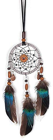 NA Dream Catcher Wind Chimes Small Boho Charms Handmade Feather for Car Hanging Decorations