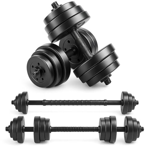 Anchor Adjustable Dumbbells Set 10kg 20kg 30kg – 2 in 1 Barbell & Free Weights for Men & Women, Home Gym Fitness, Bodybuilding & Strength Training Equipment (20, Kilograms)