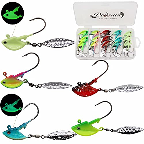 Dovesun Jig Spinner Set Underspin Angelzubehör Set Spinnerbait mit Weidenklinge Blinker Angeln Gemischt 3.5g(1/8oz) 15Stück