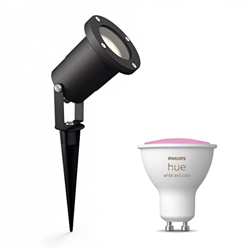 Philips Hue Puled Gartenstrahler (Schwarz) - GU10 - Weißes und Farbiges Licht - Gartenbeleuchtung - Hue White and Color Ambiance