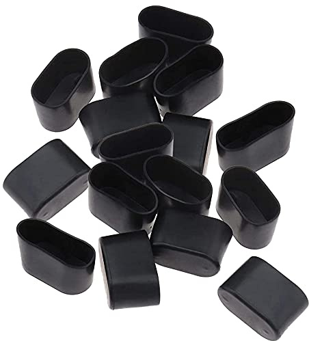 Generic Ovale Stuhlbeinkappen, PVC, Schwarz, Oval, Bodenschoner für Stuhlbeine, verhindert Kratzer und Lärm, für Zuhause, Terrasse