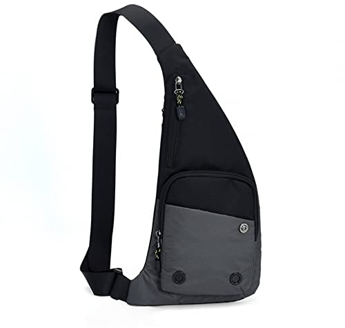 DONGKER Sling Crossbody Bag, Wasserdicht Umhängetasche, Herren Umhängetasche Brusttasche mit 2 Reißverschlusstaschen für Outdoor Radfahren Reisen Wandern