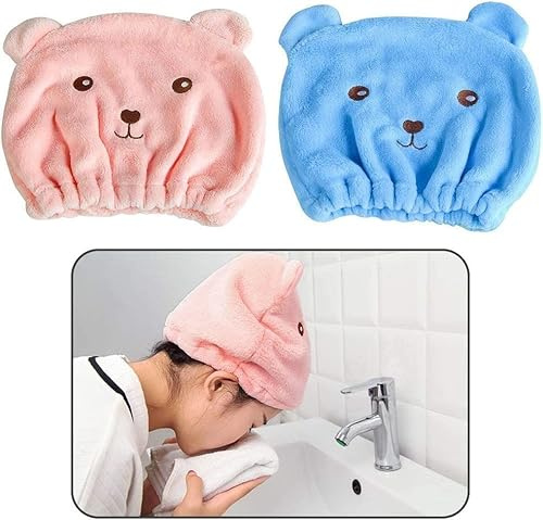 Norhogo 2 stycken mikrofiberhandduk hår, vattenabsorberande, sött torrt hår, turbanmössa, snabbtorkande, badmössa snabbtorkande hårturban för kvinnor, vuxna eller barn, flickor