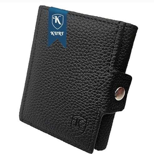 Kurt® Slim Wallet mit Münzfach & RFID-Schutz | Kartenetui Herren & Damen | Kreditkartenetui klein | Mini Geldbörse | Kartenhalter Portmonee Portemonnaie klein | Geldbeutel -Schwarz