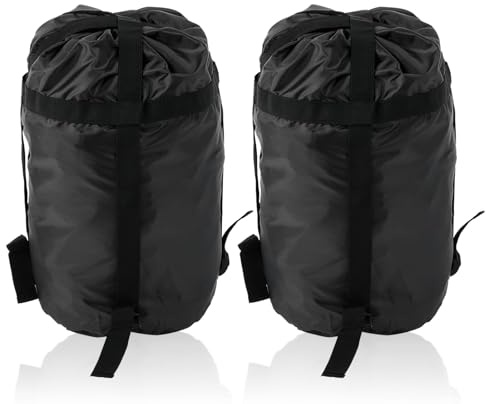 Cyrank Compression Stuff Sack, 2Pcs Compression Sack for Sleeping Bag, Nylon Sleeping Bag Stuff Sack, Sleeping Bag Compression Sack Waterproof, Camping Hiking Backpacking Bag for Travel