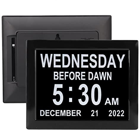 Orologio Digitale da Giorno, Ampio Display da 8 Pollici HD con Caratteri Grandi con Data e Settimana, AM PM, 5 Sveglie, per Persone con Problemi di Vista Extra Large, Anziani,