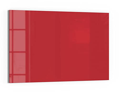 DEQORI Glas-Magnettafel | 60x40 cm groß | Unifarben - Rot | Memo-Board aus Glas | Magnetboard inkl. Magnete, Stift & Tuch für Küche & Büro | Tafel magnetisch & beschreibbar