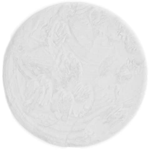 -Luxor- Living Tapis Coste - Confortable - À Poils Longs - en Fourrure synthétique - Aspect Peau de Mouton - 80 cm - Rond et Blanc
