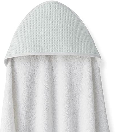 Interbaby badhandduk för spädbarn, förkläde, vit/grön, med huva, bomull, 100 x 100 cm, enfärgad, mjuk, snabbtorkande, perfekt för nyfödda, spädbarn och småbarn, design med bibo