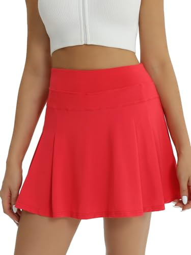 Fuinloth skort för kvinnor tenniskjolsfickor damers golfaktivkläder gymskort och minikjolar Röd XL 42-44