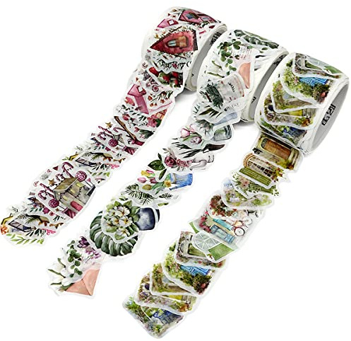 allydrew 3 Rolls Decorative Washi Tape Stickers for Scrapbooking, Stationery, Diary, Card Making (300 pcs), Vintage Scenery