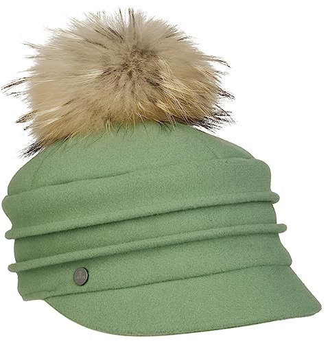 LIERYS Valuvia Ballonmütze mit Bommel Damen Schirmmütze Wintercap Made in Italy Herbst Winter hellgrün One Size