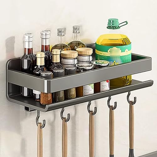 Edumov Gewürzregal Wand, Gewürzregal Wand Ohne Bohren, Spice Rack (Platz für 20 Gewürze), Gewürzregal Hängend Ohne Bohren mit Haken, Klebebändern, Gewürz Organizer für Küche