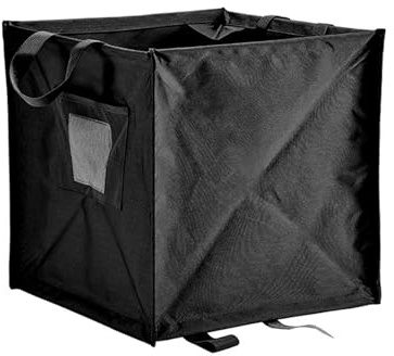 perfk Papelera Plegable para Acampada, Papelera de Reciclaje de Tela Oxford con asa y Bolsillo, Papelera Plegable para Hojas de jardín y Cocina, Negro pequeño