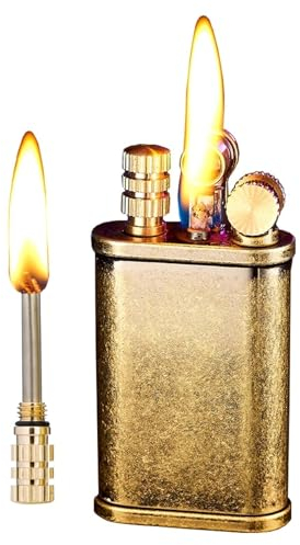 JCFHQGHR Retro-Kerosin-2-in-1-Feuerzeug, tragbares Metallfeuerzeug mit weicher Flamme, geeignet for Camping im Freien, Küche, Kerze (kein Brennstoff) (Kerosin-Streichholz)(B)