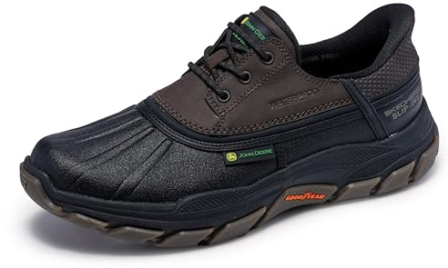 Skechers Men's John Deere Respected Tanzier Rain Shoe, Black/Brown, 11
