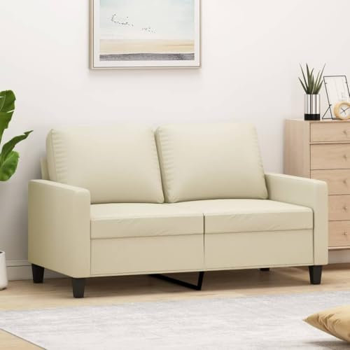 Homgoday 2-Sitzer-Sofa, Creme, 120 cm, aus Kunstleder, für den Außenbereich, für den Garten, Bett, Sofa, für Terrasse und Außenbereich