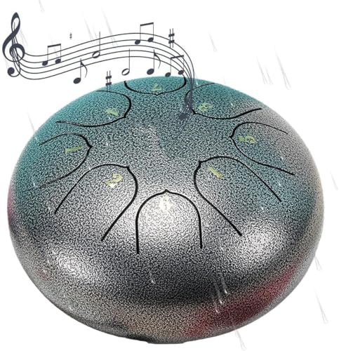 Zungentrommel Handpan – 6 Zoll 8 Noten Zungentrommel – Professionelles Zungentrommel-Set aus Stahl in D-Dur inklusive Zungentrommel-Liederbuch, C-Tonart(Silver)