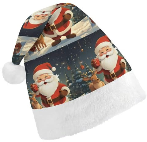 JKLQWH Weihnachtsmütze, Weihnachtsmütze, Partyhut mit Weihnachtsmann-Mütze für Erwachsene, Uni, klassische Weihnachtsmannmütze, extra dick, Wintermütze, Neujahr, festliche Party, Weihnachtszubehör