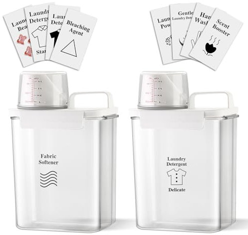 YFPOPONE Washing Powder Storage Container, 1800ml laundry detergent storage with Measuring Cup, Rice Dispenser, Cereal Storage Containers, Laundry Powder Storage Container, Pack of 2
