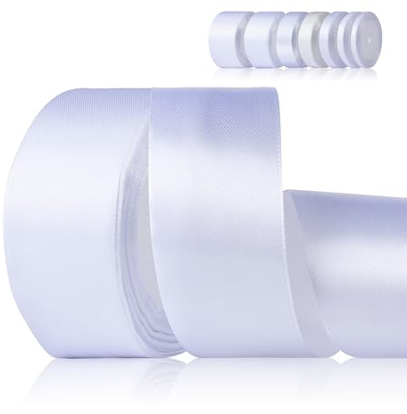 Fyshird Satinband Weiß 40mm x 22m Geschenkband Breit Schleifenband Hochzeit Polyester Bänder zum Basteln Dekoband Weiß für Geschenkverpackung Geburtstag DIY