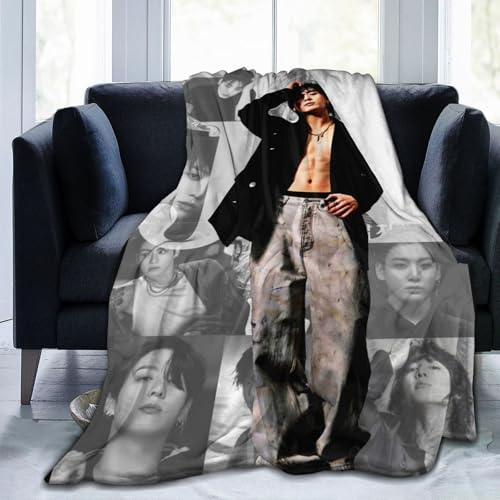 QapLWczK Jungkooks Coperta di flanella per letto, divano, soggiorno, in morbido pile caldo, per condizionatore d'aria, trapunta, idea regalo, 127 x 101,6 cm