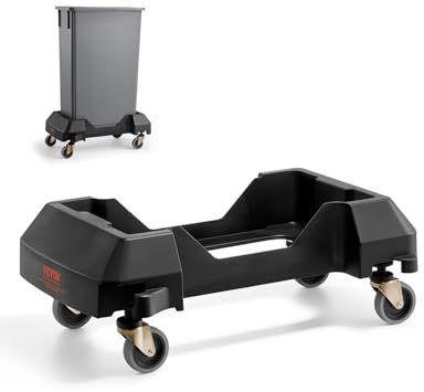 VEVOR Carrello per Bidoni della Spazzatura, con 4 Ruote Bloccabili, Capacità di Peso di 90,1 kg, Base a Rulli Rotonda, Carrello per Barili per Impieghi Gravosi in Plastica 455 x 155 mm Nero