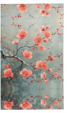 Drapeaux de jardin à imprimé fleurs de prunier rouge pour l'extérieur, drapeau de cour, drapeaux d'extérieur, drapeau d'hiver pour décoration