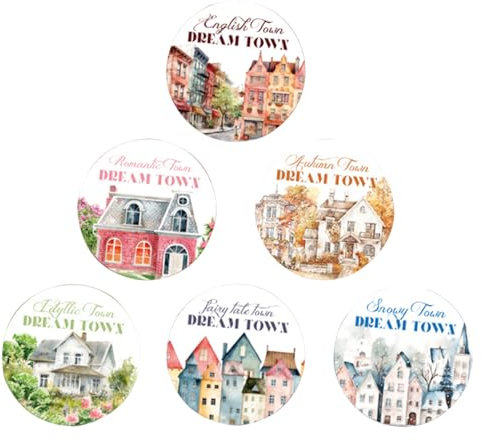 Scrapbook Town Town - Escenario Pegatina, cinta adhesiva impermeable, alimentación de artesanía | Cinta decorativa con temática de ciudad 6x para álbumes, periódicos de bolas y creado