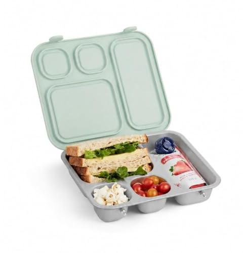 Elk and Friends Lonchera Bento de acero inoxidable, a prueba de fugas, 4 compartimentos, apta para lavavajillas | A prueba de fugas | Contenedor de almuerzo | Tapa extraíble | 4 compartimentos | Apto para lavavajillas