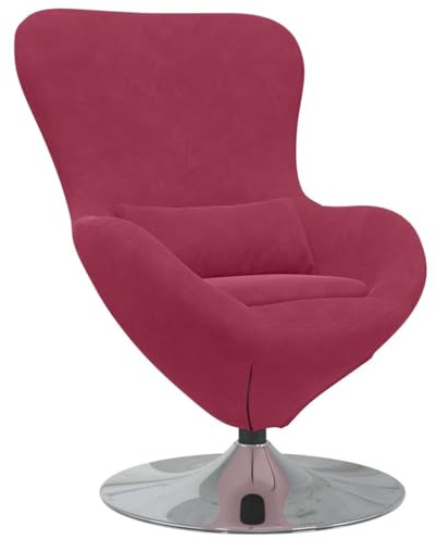 vidaXL Vinröd Sammet Äggstol med Svängfunktion - Modern Design för Vardagsrummet. Bekväm och Elegant Fåtölj med Enkelt Säte. Samtida Lounge med Rotering och Ergonomiska Möbler.
