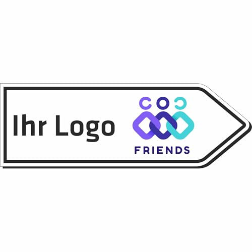 Indigos UG - Aluverbund Schild mit Pfeil nach rechts - ab 15x5 cm - Schilder selbst gestalten mit Wunschtext & Logo- wetterfestes Straßenschild personalisierbar für Tür, Wand oder Gebäude