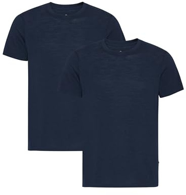 DANISH ENDURANCE Maglia Termica Uomo in 100% Lana Merino, Maglietta T-Shirt Maniche Corte, 1 o 2 Paia, Blu Notte, XXL