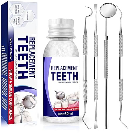 Tooth Filling Repair Kit,Temporary Tooth Repair Kit with Moldable False Teeth,Filling Repair Beads for Fixing Missing,Broken or Chipped Teeth,Reusable Safe Replacement Set