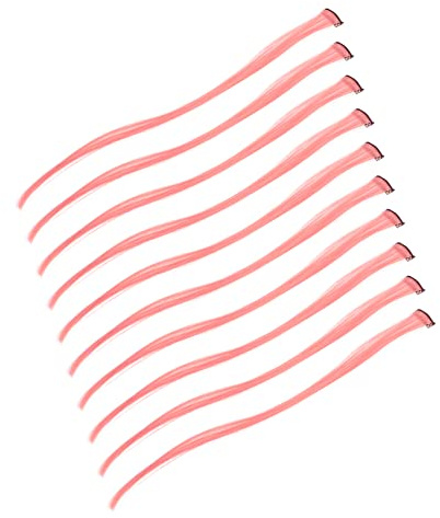 Pieza de Cabello Rosa de 55cm, Fibra Resistente al Calor, 9 Piezas
