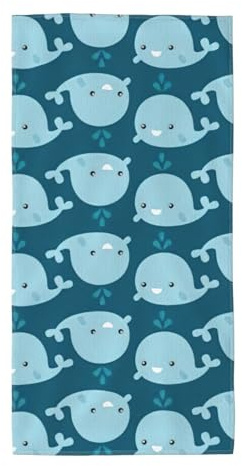 AYYQWE Asciugamano da bagno alla moda con stampa di balene in stile cartone animato, versatile, spiaggia, piscina, palestra, viaggi, yoga, ecologico, per casa e vacanze