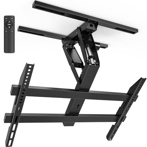 Xyndyx Elektrische TV-Deckenhalterung mit Fernbedienung für 32–70 Zoll, Flach- und Curved-TVs, für Flache & Geneigte Decken, Max. VESA 600x400 mm, Schwarz