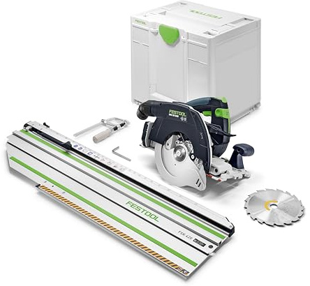 Festool Akku-Handkreissäge HKC 55 KEB mit FSK 420 Kappschiene | 18 V, bürstenloser EC-TEC Motor, KickbackStop, Gehrungsschnitte 0°–50°, Systainer