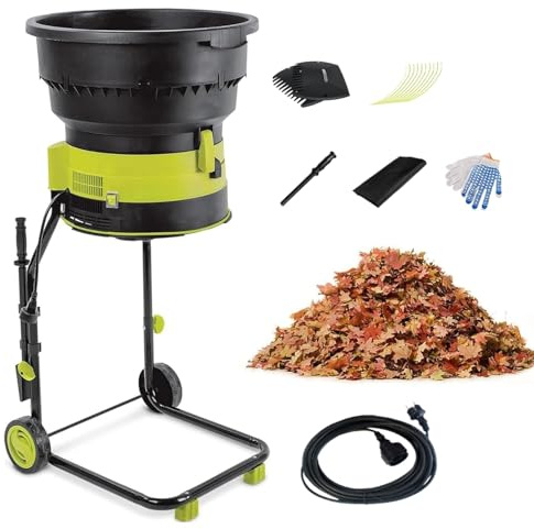 2500W Trituradora De Hojas Eléctrica Sin Cuchillas, Con 20M Cable De Alimentación Y Bolsa Recolectora, Trituradora De Ramas De Árboles, Reducción De 17:1, Para Uso Doméstico Y Agrícola