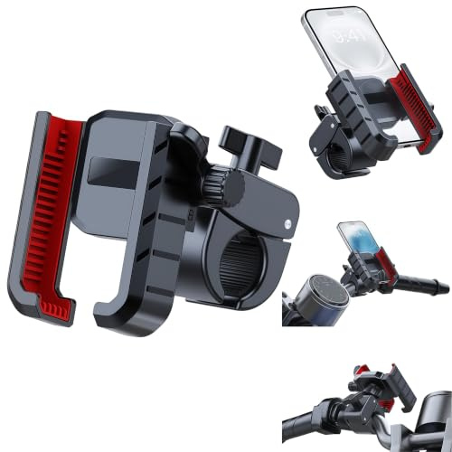 Honghauth Bike Phone Holder Universal One-hand Operation Bicycle Motorcycle Mobile Phone Mount for iPone 17 16 15 14 13 12, 4.7-7 Smartphone Shockproof & Camera Friendly